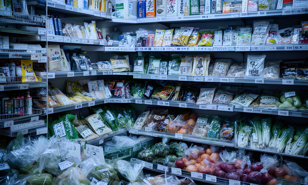 商品が並ぶ食料品店の棚と在庫の様子